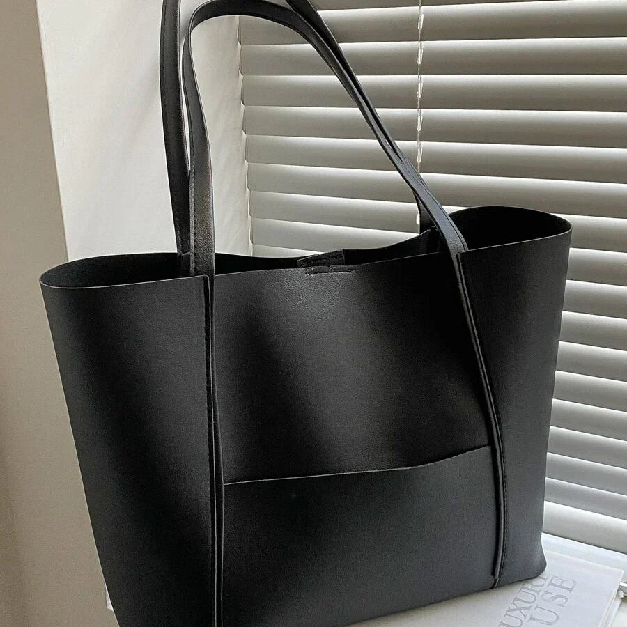 Women's Leather Top Handle Tote Bag - Simple Chic Large Capacity