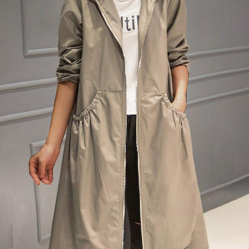 Women's Waterproof Long Jacket - Hooded Outerwear