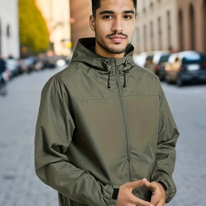 Men's Stylish Hooded Windbreaker - Waterproof Design