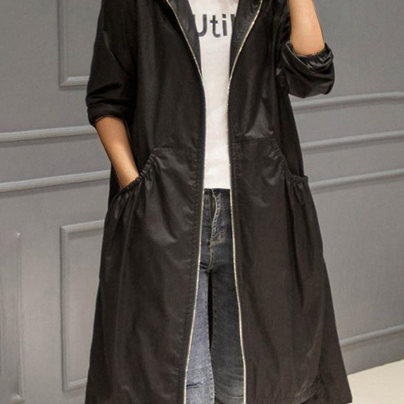 Women's Waterproof Long Jacket - Hooded Outerwear