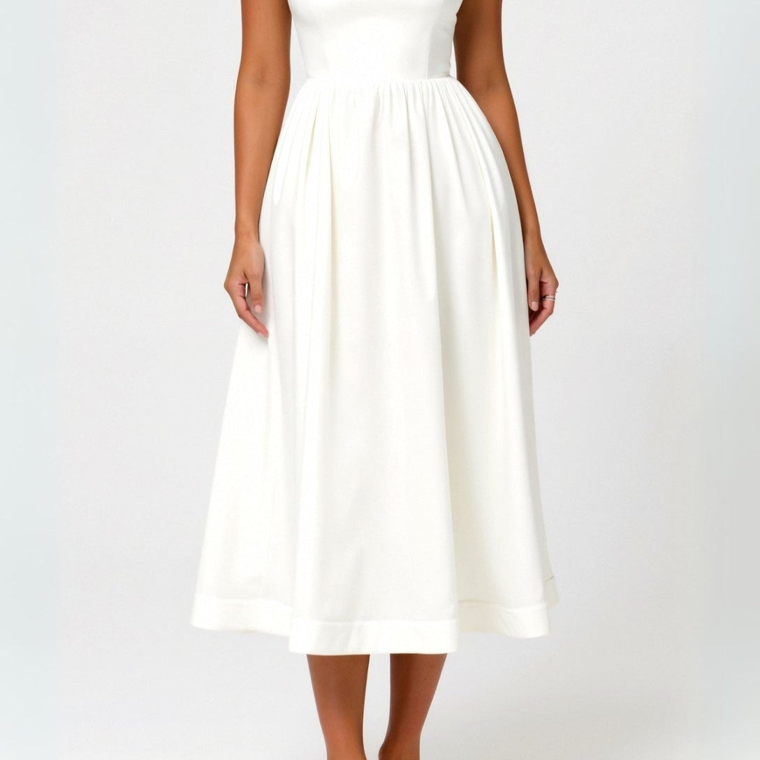 Wedding Guest Dress, Elegant Corset Midi Dress for Women - White, Light Blue, Pink, Purple