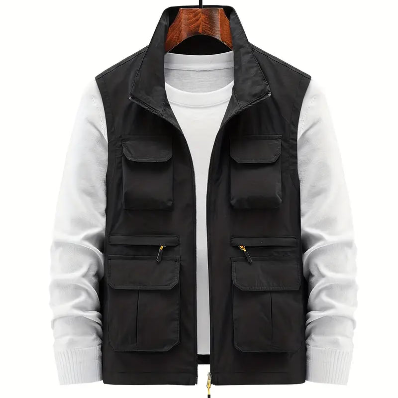 Versatile Multi-Pocket Zip Vest for Men | Sean