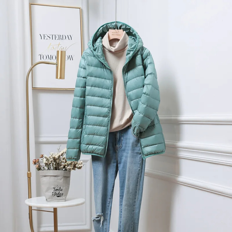 Women's Puffer Jacket - Lightweight and Hooded