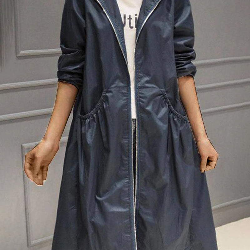 Women's Waterproof Long Jacket - Hooded Outerwear