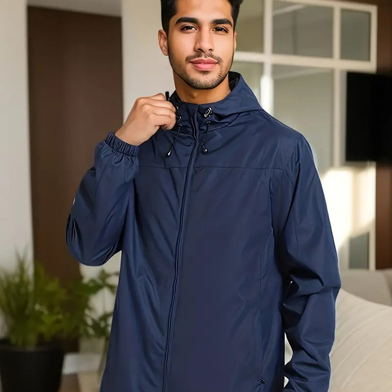 Men's Stylish Hooded Windbreaker - Waterproof Design