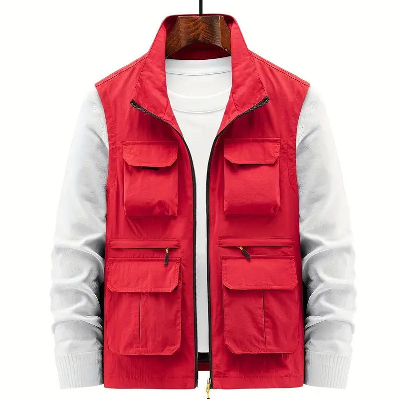 Versatile Multi-Pocket Zip Vest for Men | Sean