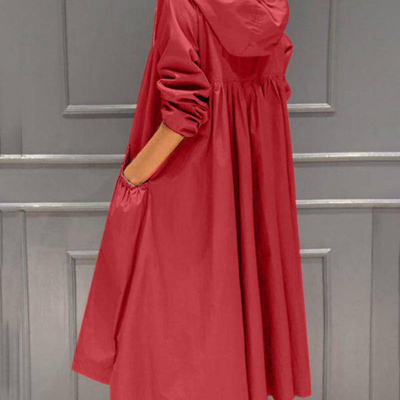 Women's Waterproof Long Jacket - Hooded Outerwear