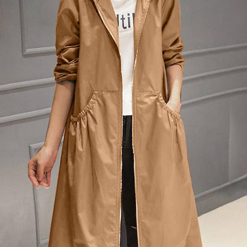 Women's Waterproof Long Jacket - Hooded Outerwear