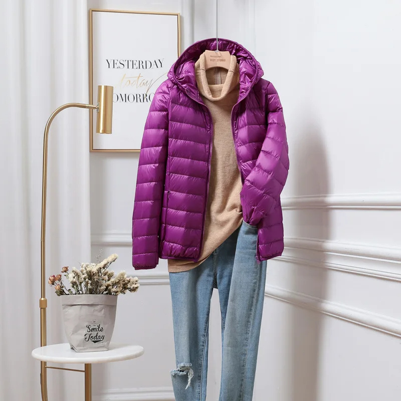 Women's Puffer Jacket - Lightweight and Hooded