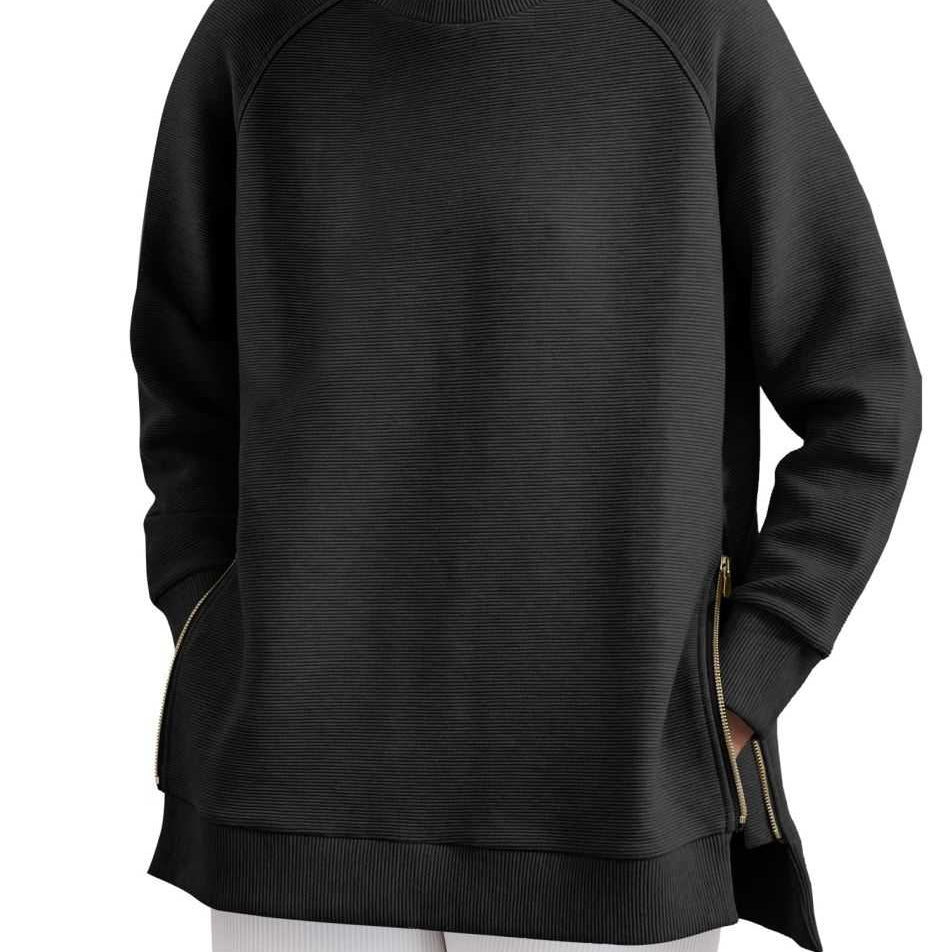 Women's Sweatshirt - Side Zippers with Textured Finish