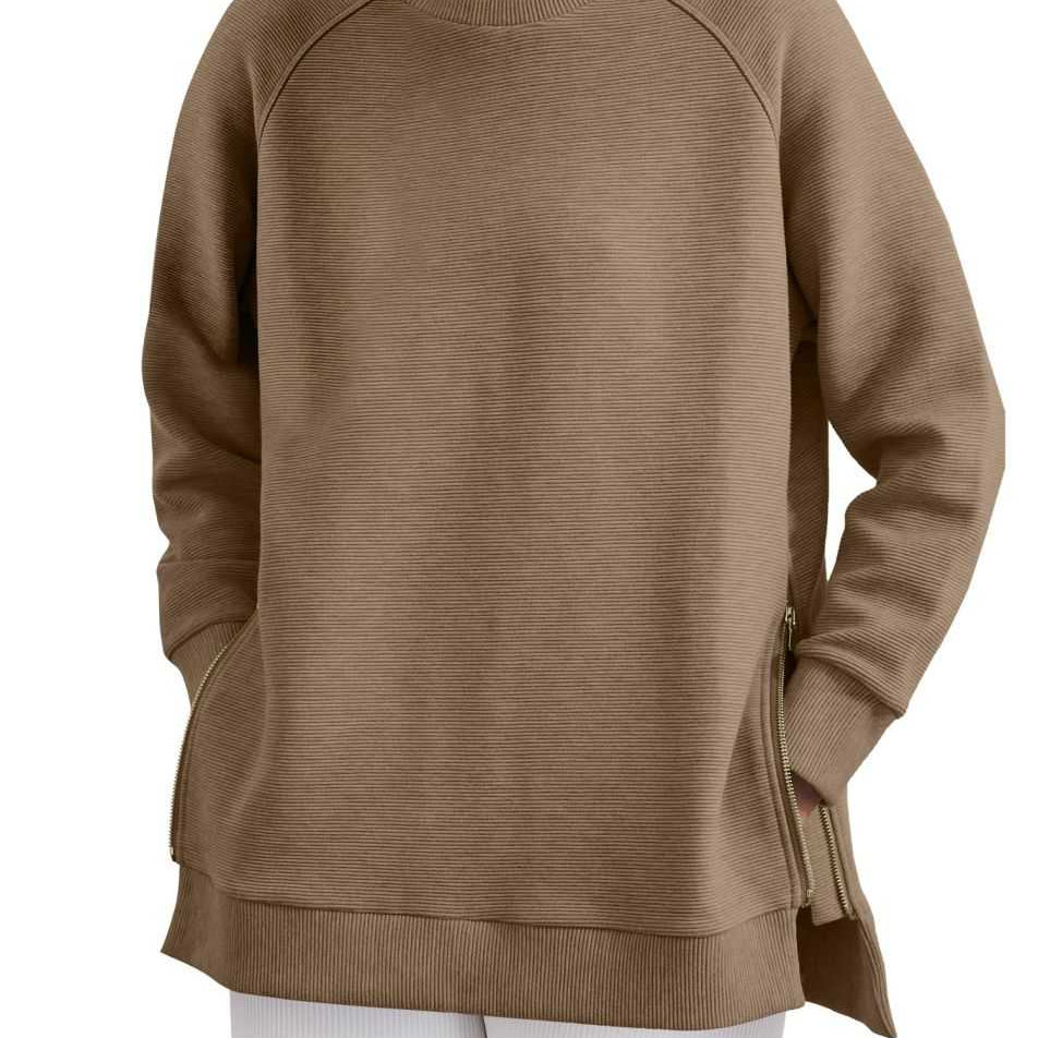 Women's Sweatshirt - Side Zippers with Textured Finish