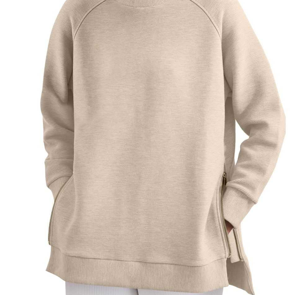 Women's Sweatshirt - Side Zippers with Textured Finish