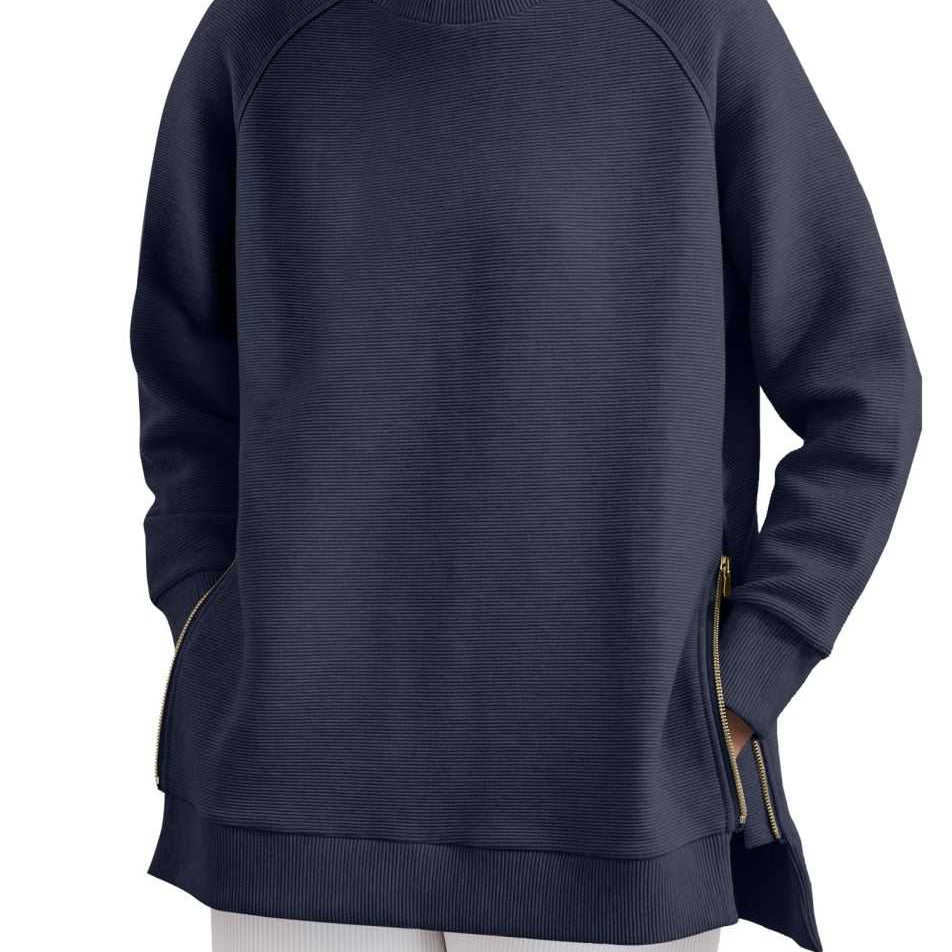 Women's Sweatshirt - Side Zippers with Textured Finish