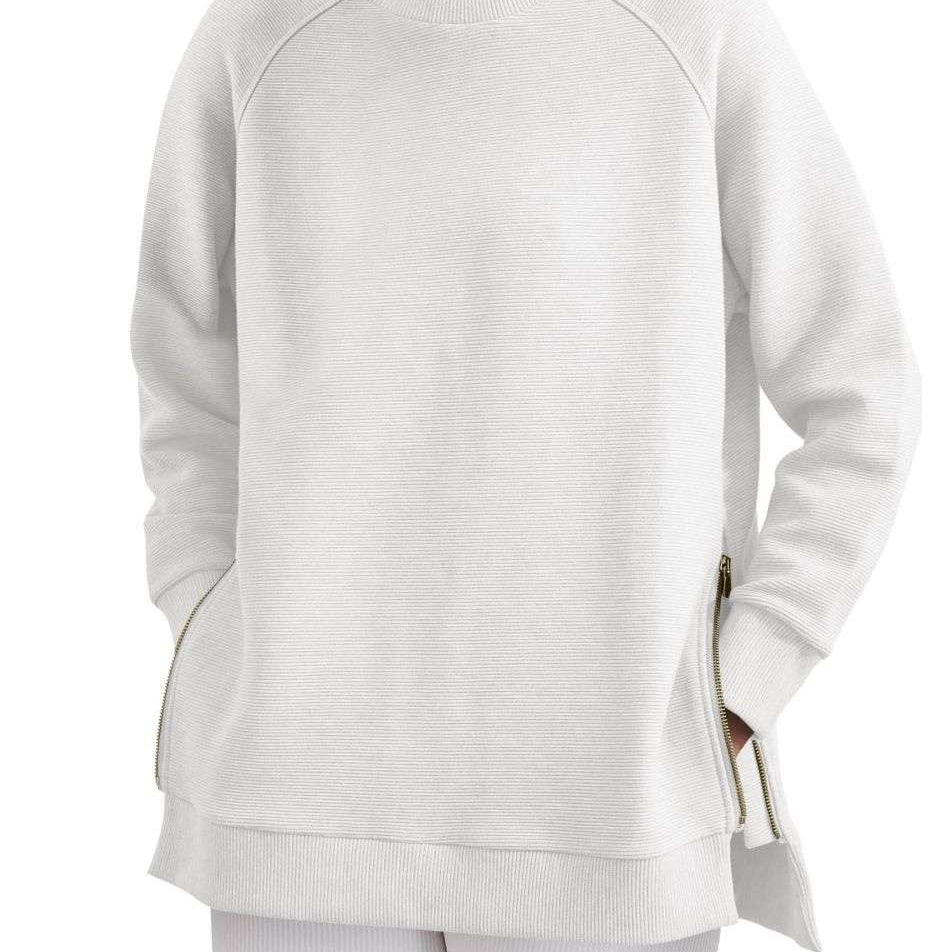 Women's Sweatshirt - Side Zippers with Textured Finish