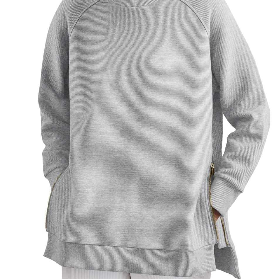 Women's Sweatshirt - Side Zippers with Textured Finish