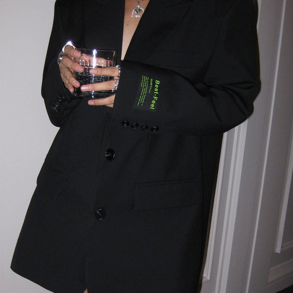 Women's Oversized Blazer - Longline with Single-Breasted Cut