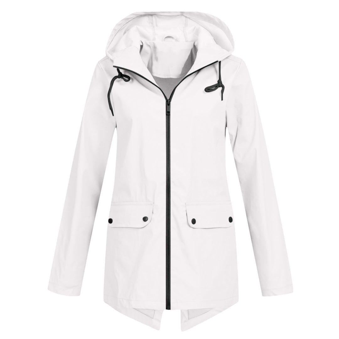 Women's Waterproof Long Jacket - Hooded & Stylish