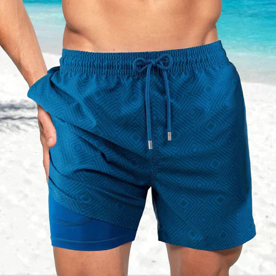 Quick-Dry Swim Shorts with Inner Compression for Men