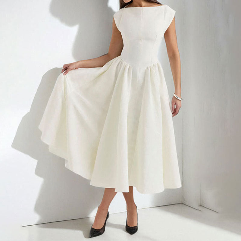 Elegant midi evening dress with pleating