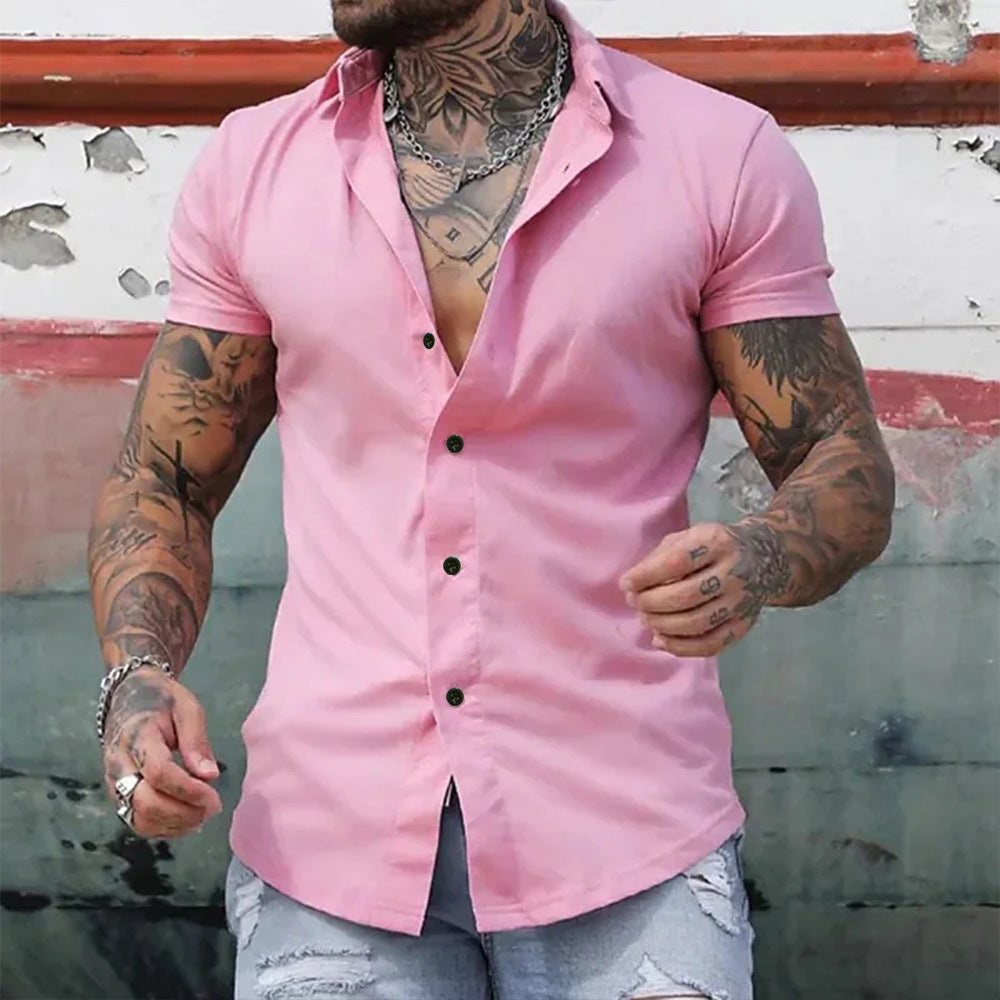 Sleek Slim Fit Short Sleeve Shirt for Men