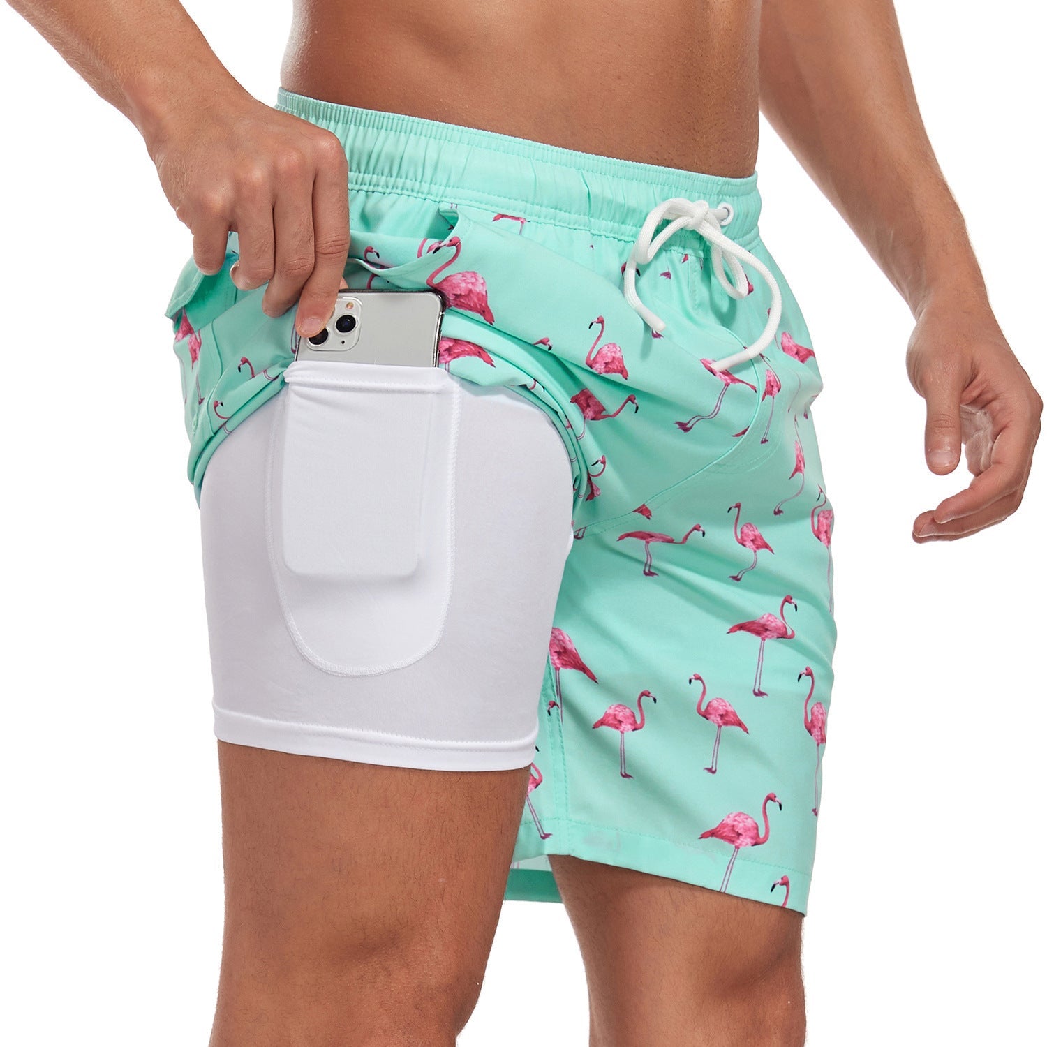 Quick-Dry Swim Shorts with Inner Compression for Men