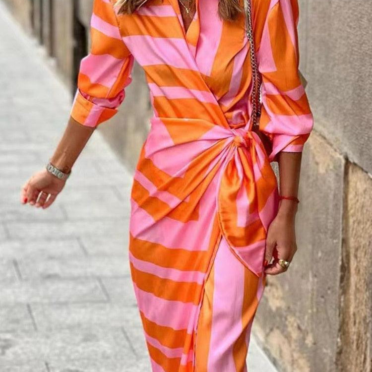 Elegant Wrap Shirt Dress for Women