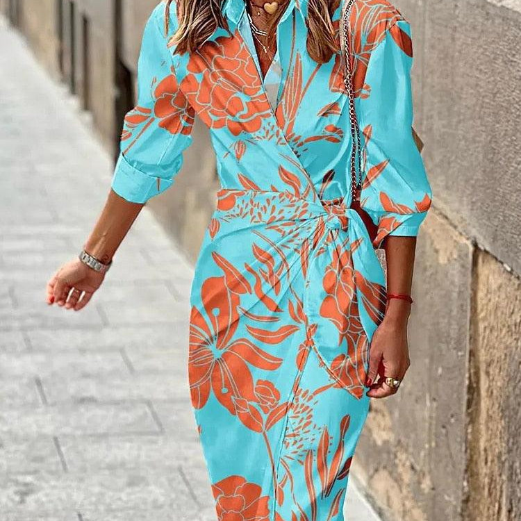 Elegant Wrap Shirt Dress for Women