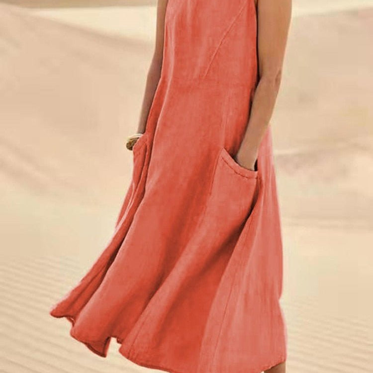 Women's Flowy Summer Midi Dress - Lightweight & Breathable