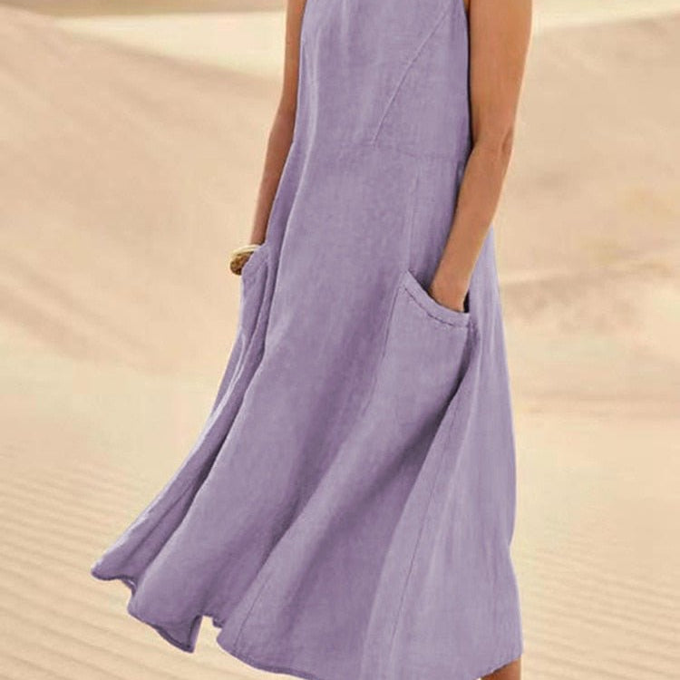 Women's Flowy Summer Midi Dress - Lightweight & Breathable