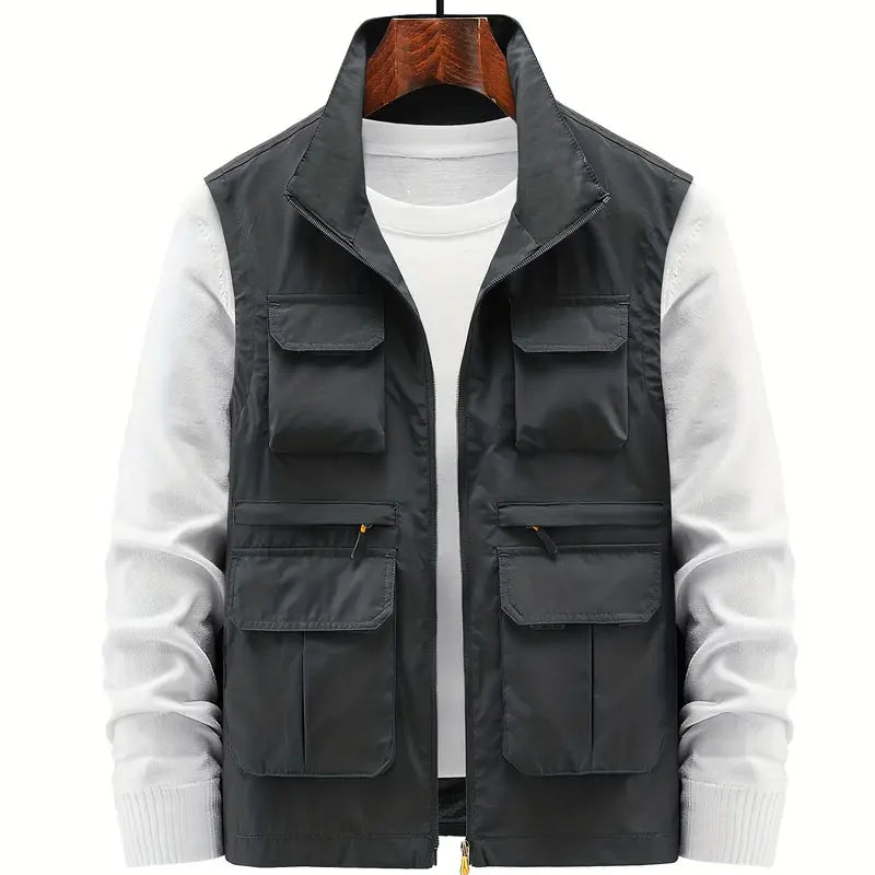 Versatile Multi-Pocket Zip Vest for Men | Sean