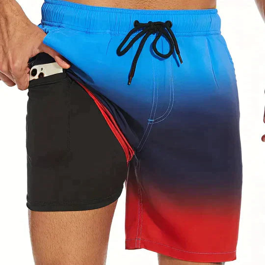 Quick-Dry Swim Shorts with Inner Compression for Men