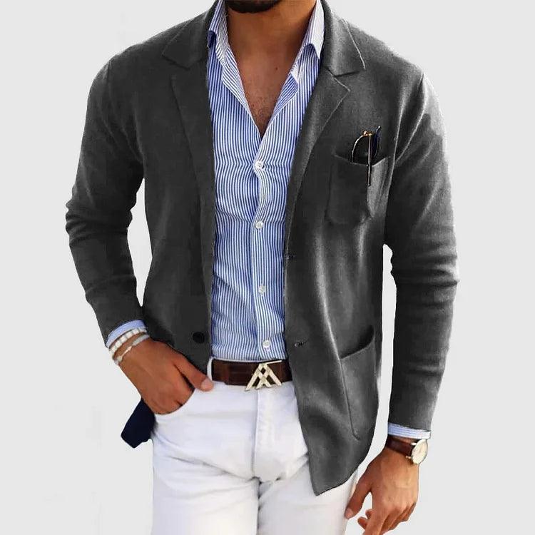 Men's Soft Blazer - Single-Breasted with Notch Lapel