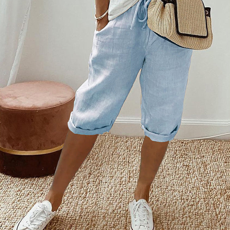 Women's Summer Drawstring Shorts - Lightweight Breathable Casual