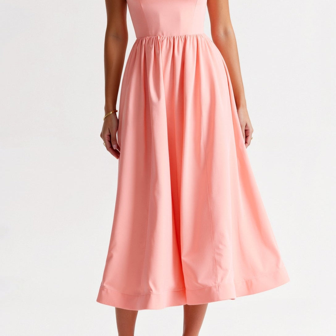 Wedding Guest Dress, Elegant Corset Midi Dress for Women - White, Light Blue, Pink, Purple