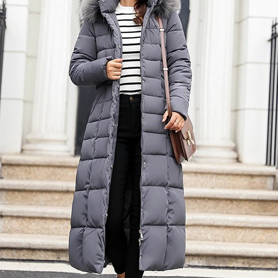 Women's Padded Parka - Soft Lined Hood with Belted Waist