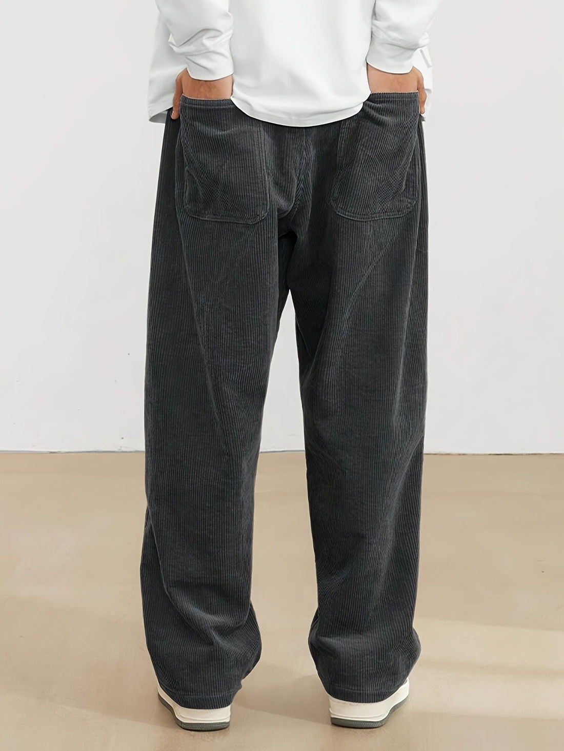 Men's Ribbed Trousers - Wide Leg and Straight Fit