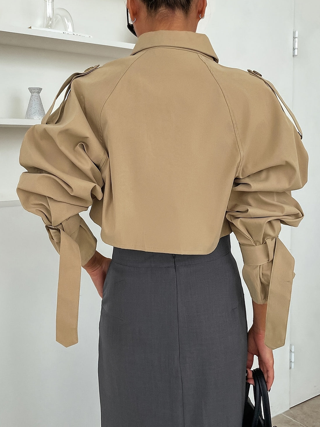 Women's Stylish Crop Trench Coat - Comfortable & Elegant