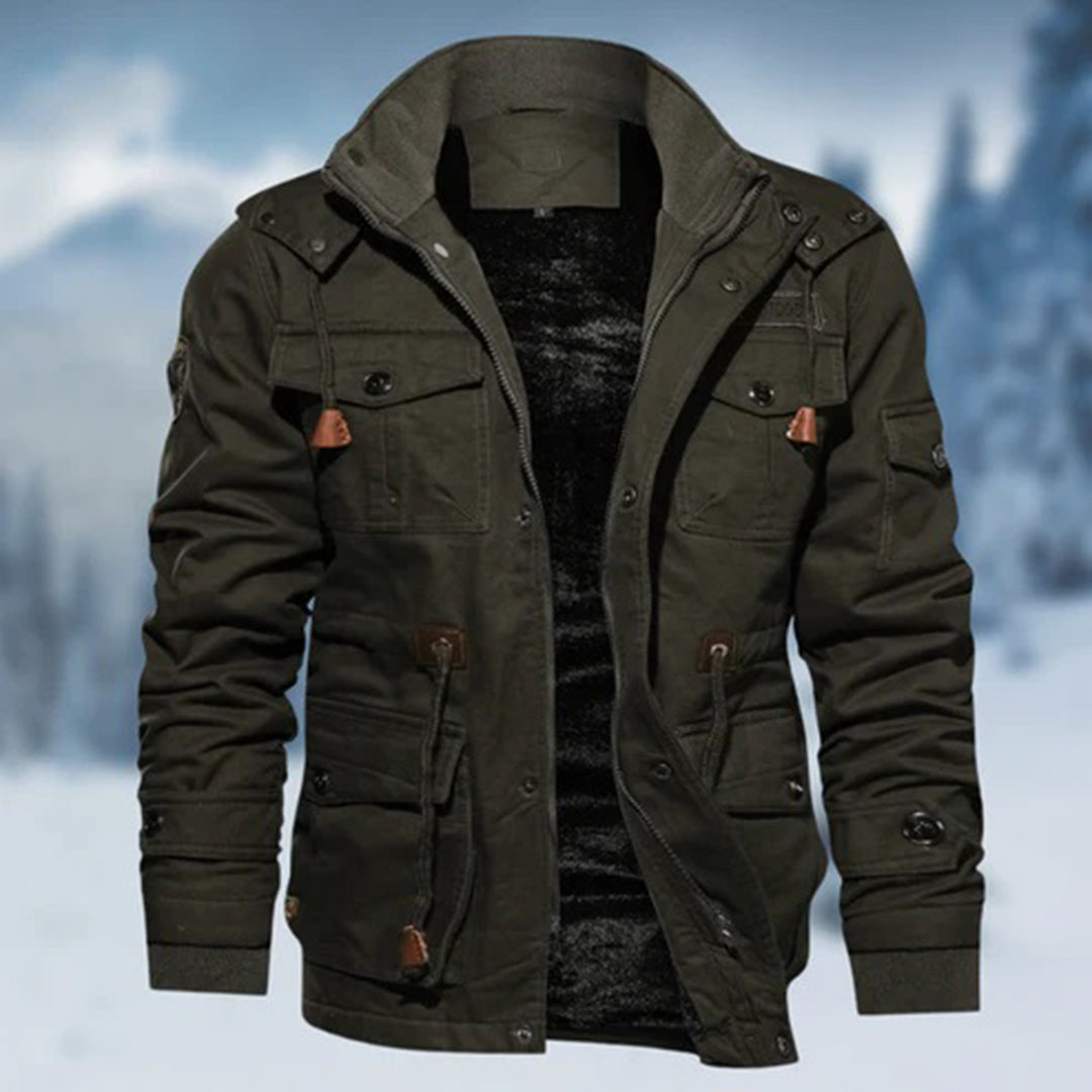 Men's Winter Jacket – Field Style with Multiple Pockets