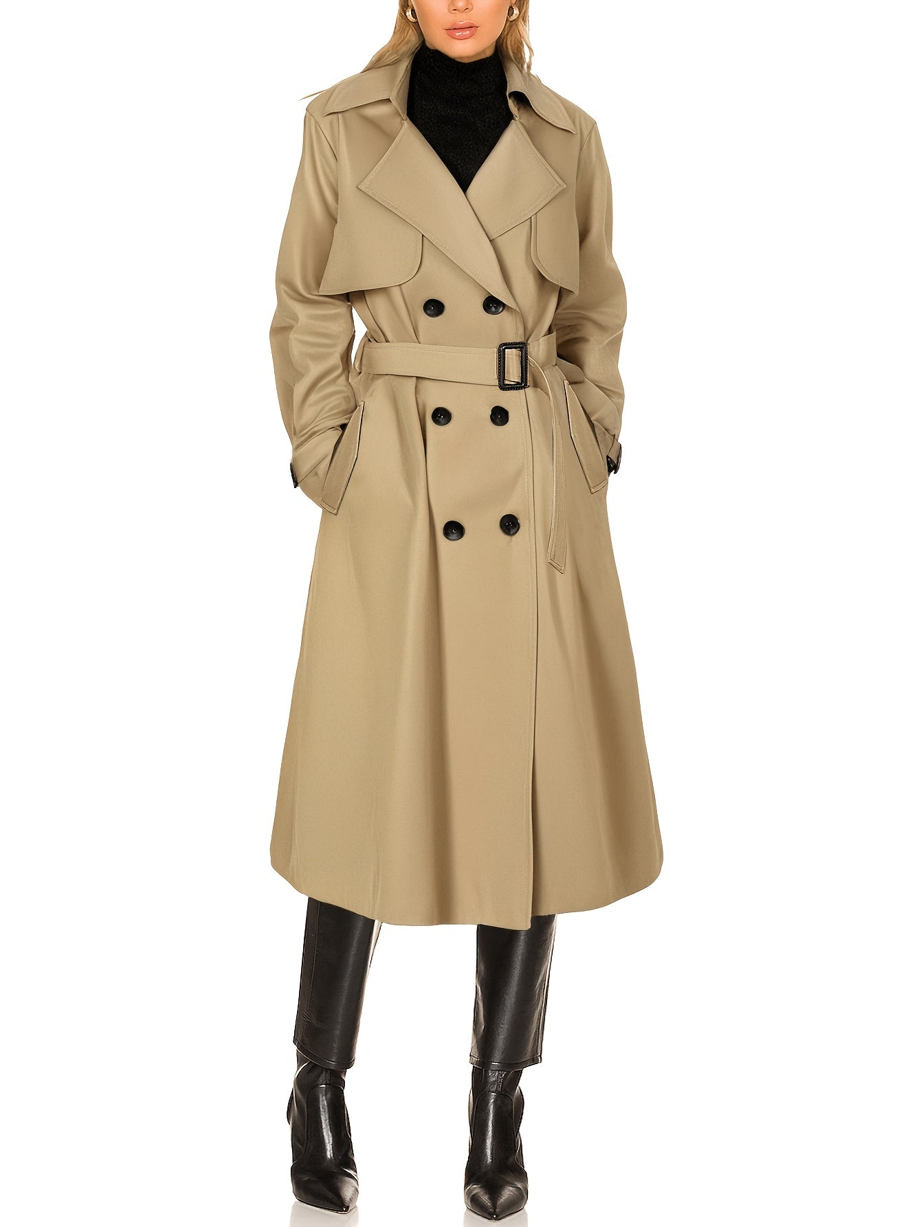 Women's Elegant Long Trench Coat - Windproof & Comfortable