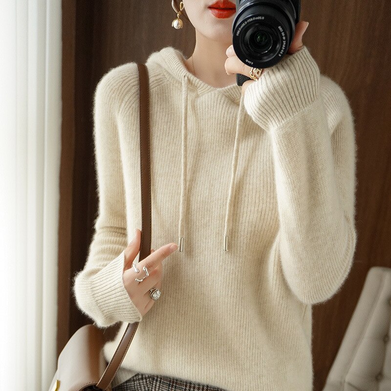 Women's Hoodie - Drawstring Hood with Ribbed Cuffs