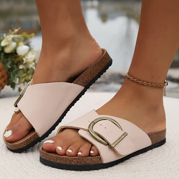 Comfortable Slip-On Sandals with Buckle Detail for Women