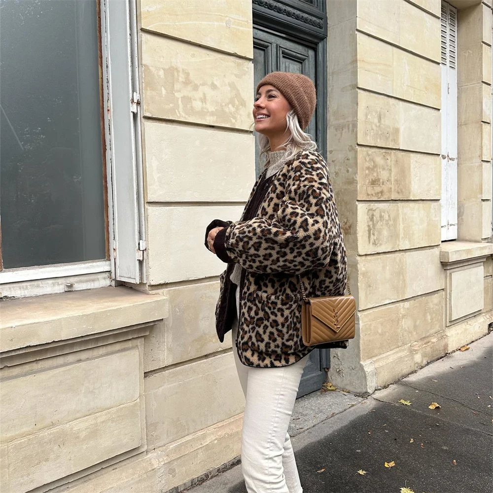 Women's Leopard Print Jacket - Button-Front & Relaxed Fit