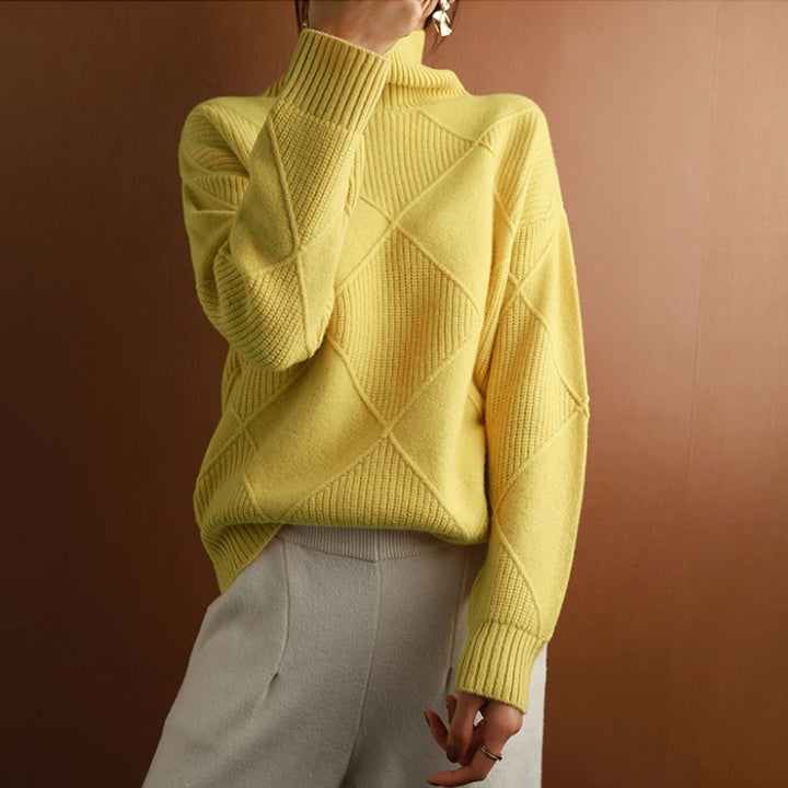 Women’s Jumper - Diamond Knit with Roll Neck