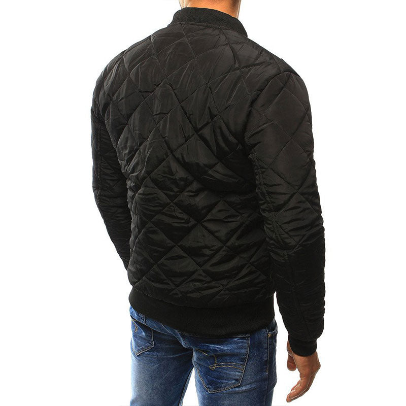 Men's Bomber Quilted Jacket - Zip Front & Sleeve Pockets