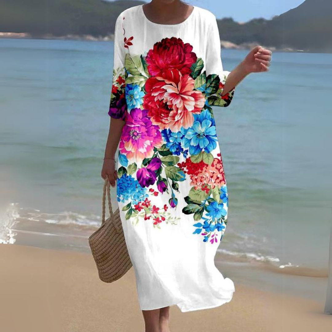 Elegant Floral Midi Dress for Women