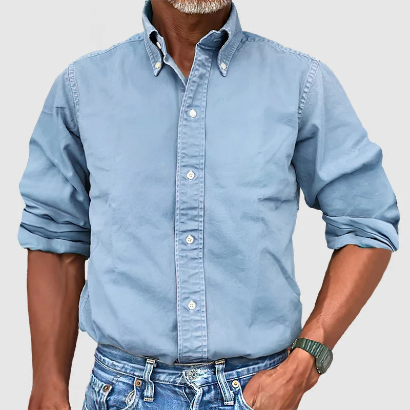 Henry - Vintage Long-Sleeve Washed Shirt for Men