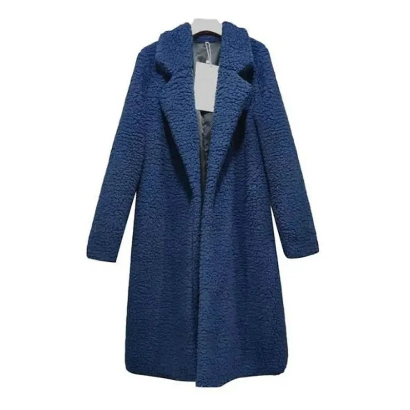 Women's Coat - Fuzzy Texture with Notch Lapel