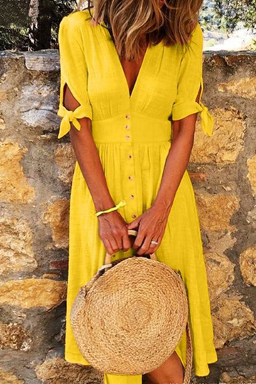 Bright and Breezy Button-Front Midi Dress for Women