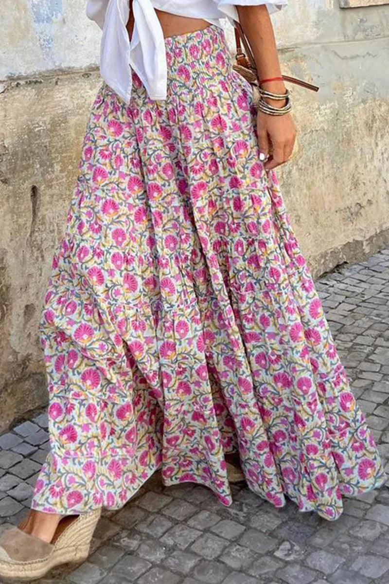 Elegant Elastic Waistband Maxi Skirt for Women