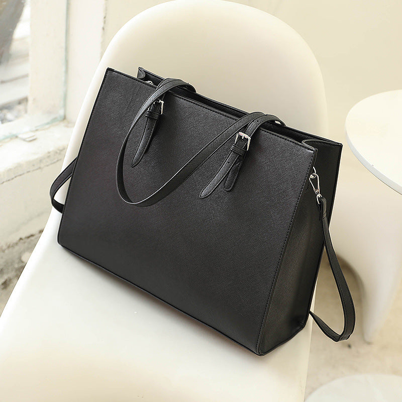 Women's Leather Laptop Tote Bag - Casual and Simple